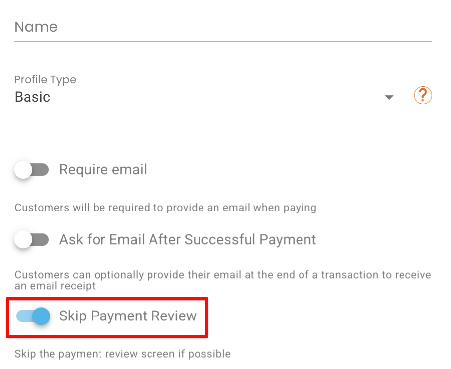 Skip Payment Review is Set to True