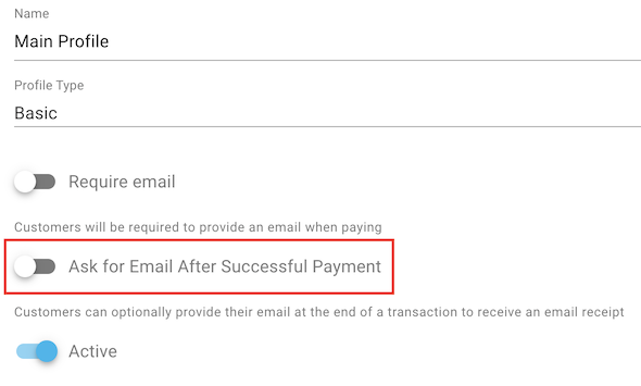 Ask for Email After Successful Payment is Set to False