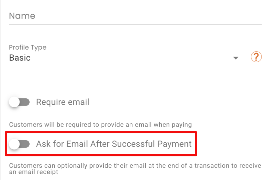 Ask for Email After Successful Payment is Set to False