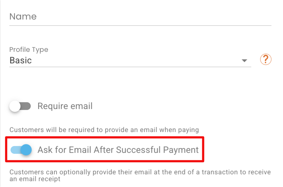 Ask for Email After Successful Payment is Set to False