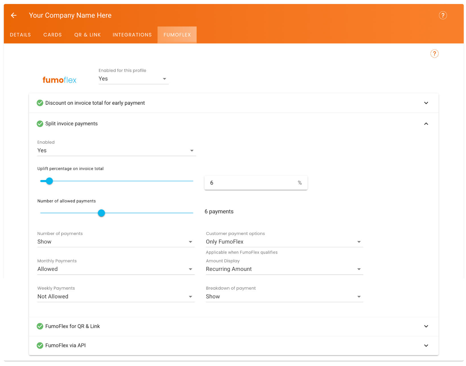 Fumoflex Split Invoice Payments