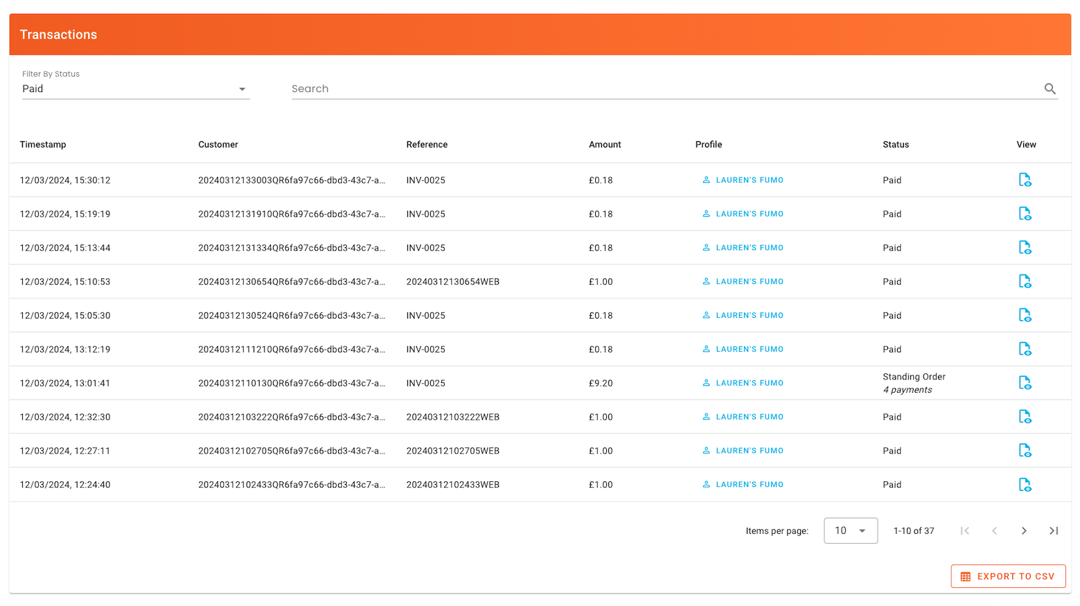 Transactions Table